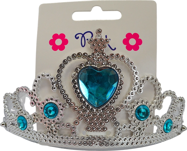 Couronne en plastique sur serre-tête avec cœur acrylique bleu