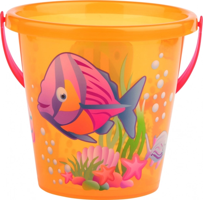 Seau de plage avec motif de petits poissons pour enfants