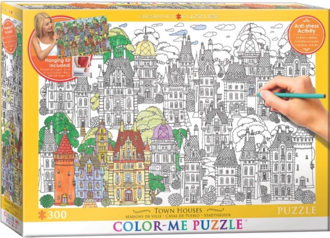EUROGRAPHICS coloring puzzle Houses in the City 300 pieces + hanging kit