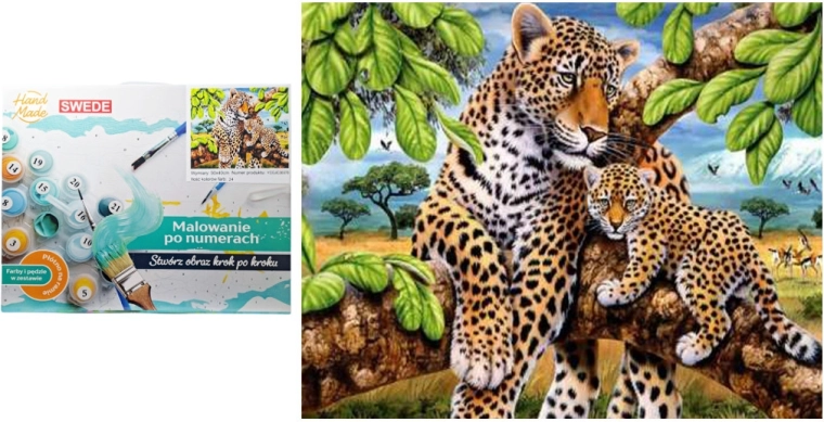 Peinture par numéros – guépards sur un arbre