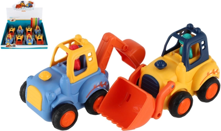 Véhicules de chantier en plastique 12–14 cm à friction, assortiment de modèles, 8 pièces en boîte