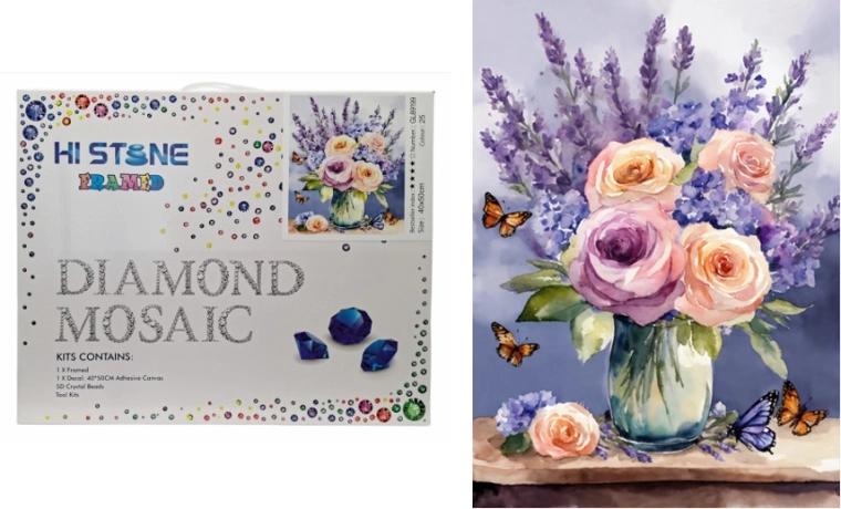 Diamond Mosaic Flowers in a Vase