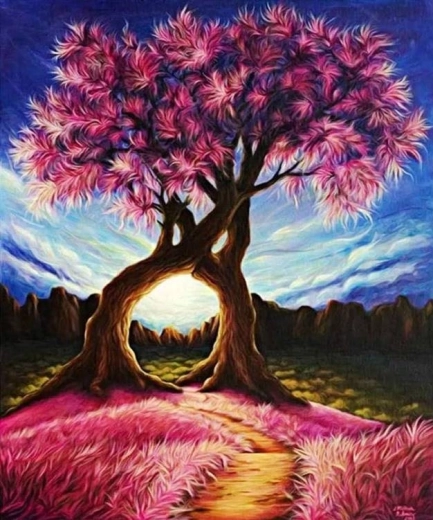 Diamond Painting Pink Tree 30 × 40 cm