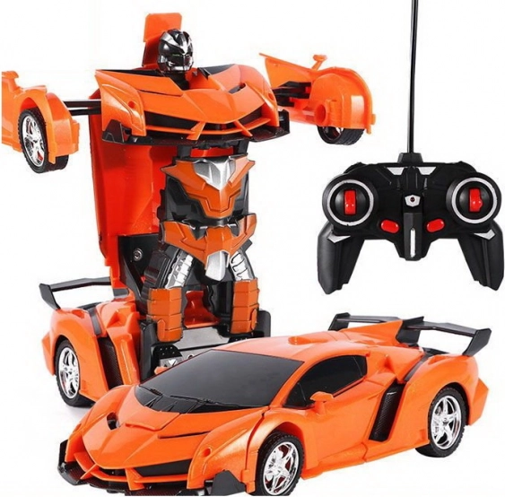 2-in-1 RC Car Robot with Lights and Sounds, Drift – Orange