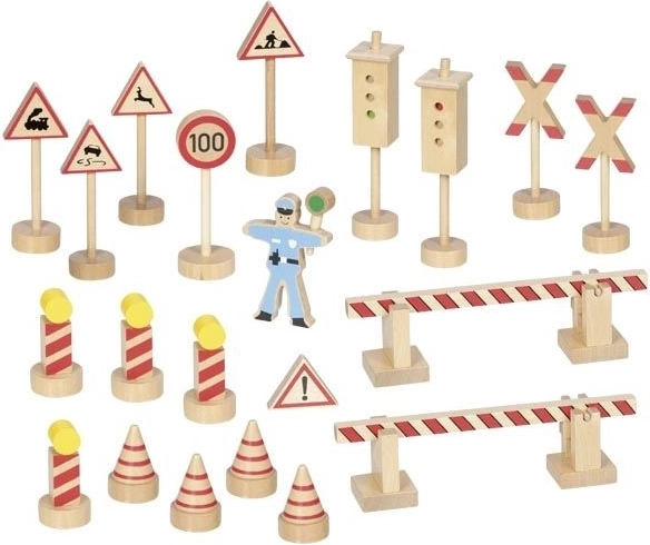 Goki set of road and railway signs