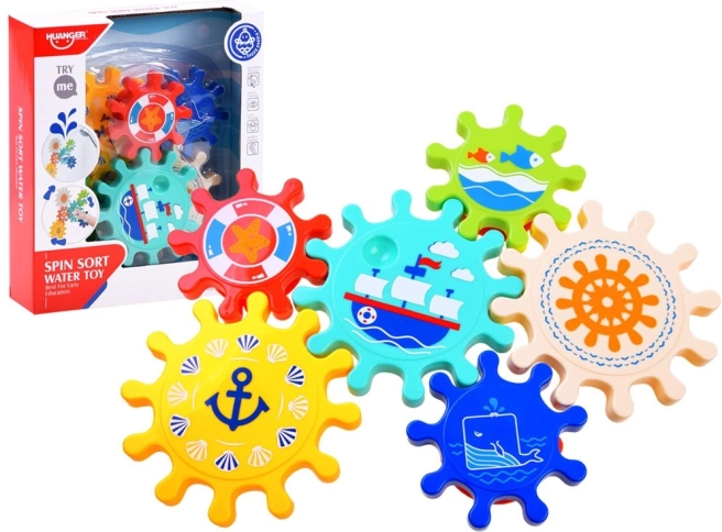 Gekleurde tandwielen voor in het water