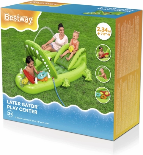 Inflatable alligator play center for kids with slide and sprinkler