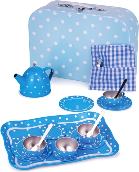 Blue Polka Dot Tea Set BIGJIGS TOYS
