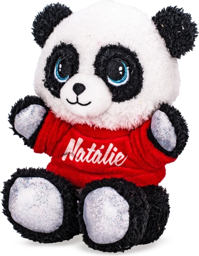 Panda en peluche avec t-shirt imprimé 17 cm (assise)