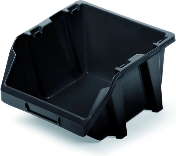Plastic stackable storage bin with open front Bineer Short, black