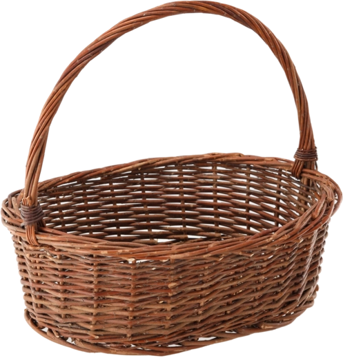 Panier en osier avec poignée marron 49 × 38 × 16/42 cm