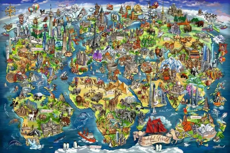 Puzzle RAVENSBURGER Le monde sur la carte 5000 pièces