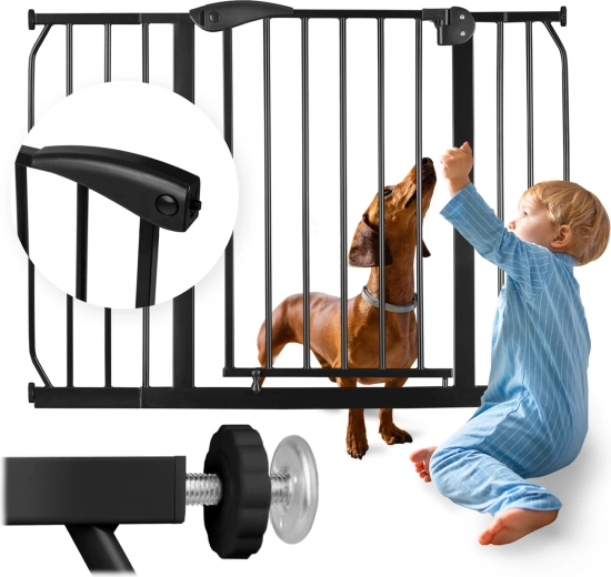 Zwarte veiligheidsbarrière voor deuren en trappen Nukido