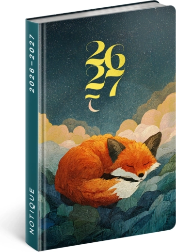 Notique agenda de 18 mois Petito – renard qui dort 2026/2027, 11 × 16 cm