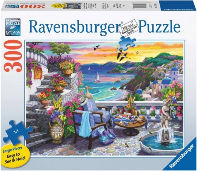 Puzzel Ravensburger Zonsondergang boven Santorini 300 stukjes