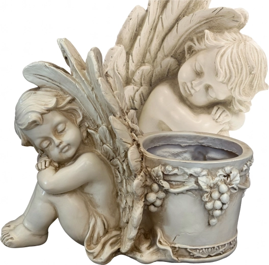 Cache-pot décoratif avec petit ange – statuette de jardin