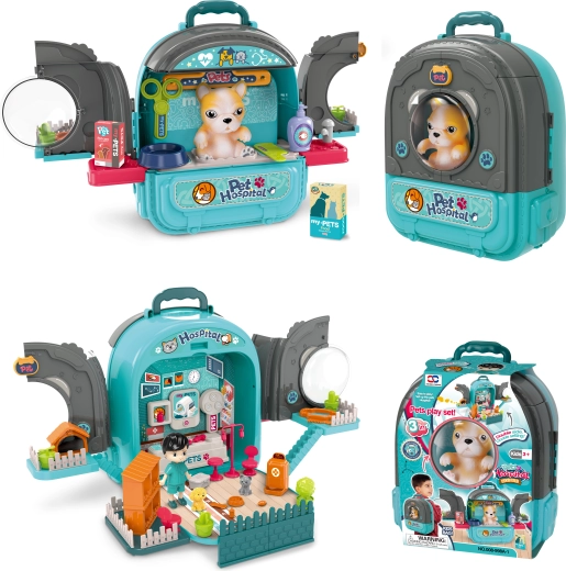 Dierenziekenhuis in rugzak 3-in-1 blauw