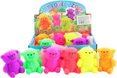 Shaggy light-up teddy bear 12/pack