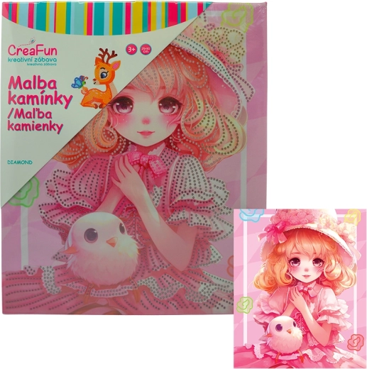 Diamantschilderen – roze pop 25 × 30 cm