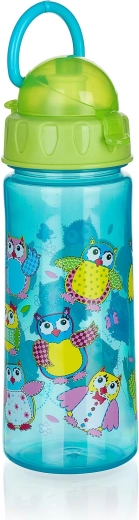 Owl Straw Water Bottle 500 ml Green