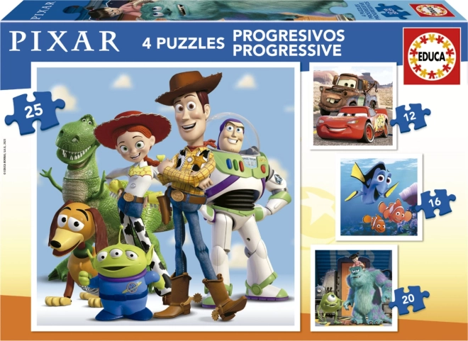EDUCA Puzzle Disney Pixar 4-en-1 (12, 16, 20, 25 pièces)