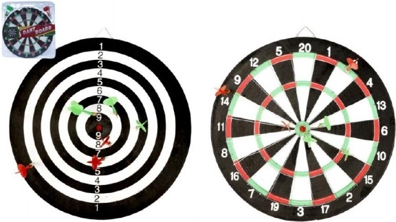 Dartbord 41 cm met 6 pijlen dubbelzijdig