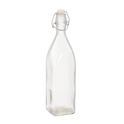 Glazen fles 950 ml met vierkante bodem en mechanische sluiting