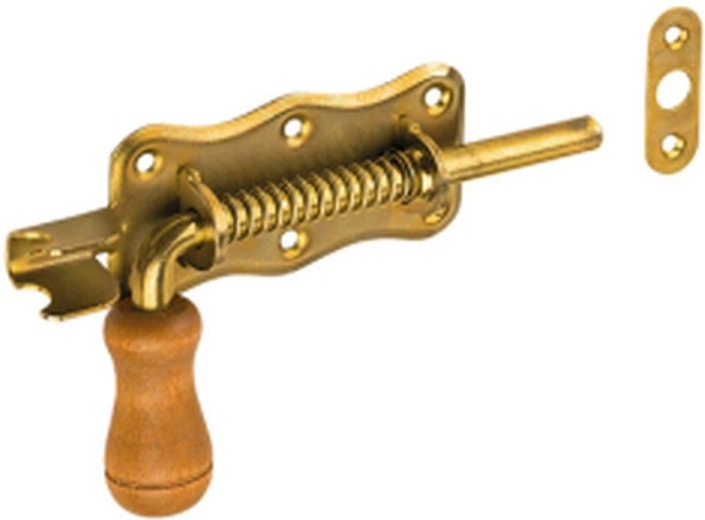 Verrou à ressort avec embout en bois 150 × 50 mm, zinc jaune