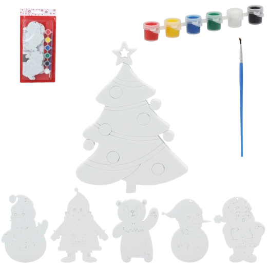 Christmas Ornament Painting Kit – 6 Hanging Balls 10 cm with Paints and Brush