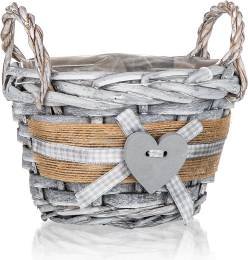 Panier rond en osier GRIS 14 × 10 cm, gris