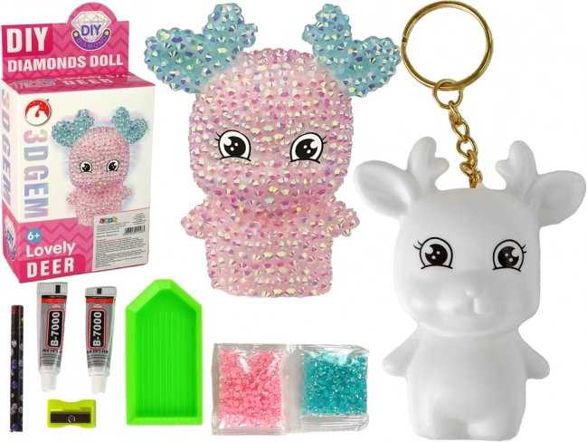Creatieve set DIY roze diamanten rendier 3D hanger met kristallen