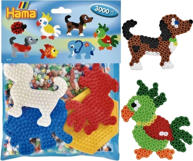 Mix of iron-on beads and pegboards – animals, 3000 pcs