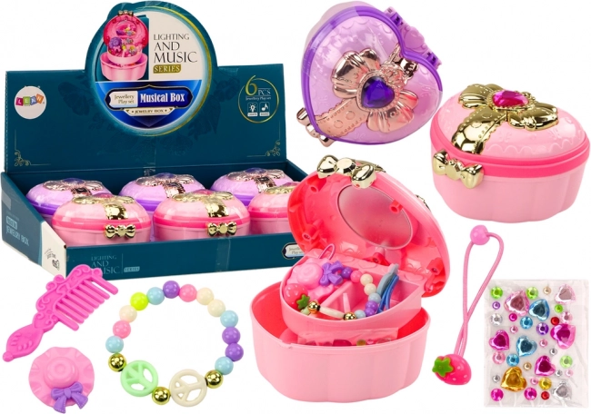 Heart-Shaped Jewelry Box with Accessories