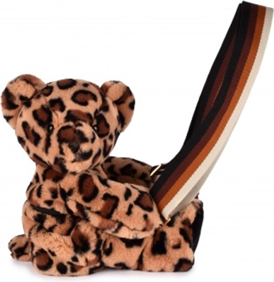 Sac bandoulière en peluche Doudou motif léopard 30 cm