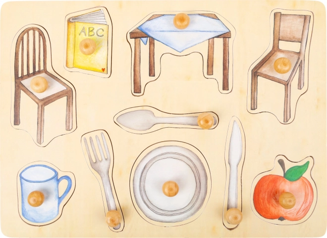 Small foot wooden puzzle everyday objects