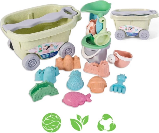 Woopie Green sand set with trolley – 13-piece eco-friendly toy