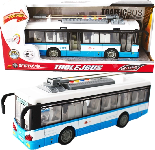 City trolleybus with flywheel drive with light and sound – blue