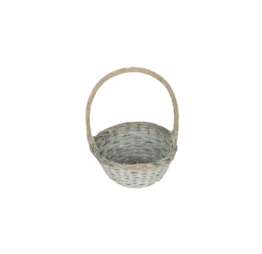 Grijze rieten mand met handvat 16 × 8 × 24 cm