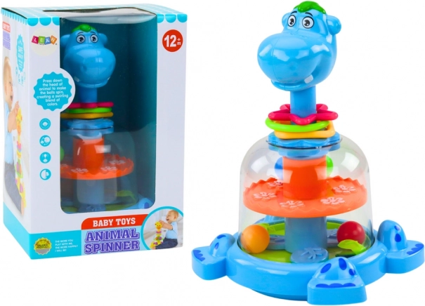 Hippo popper with balls for babies – blue