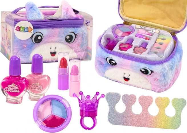 Kids' plush cosmetic pouch unicorn – makeup and nail set