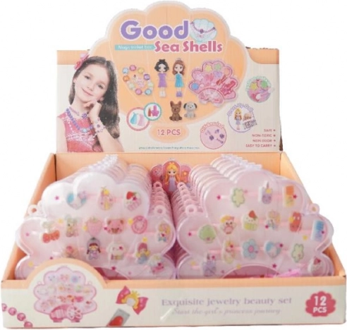 Plejo ring set in a shell-shaped box, 12 pcs