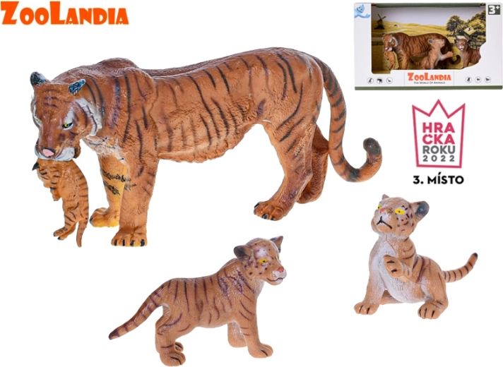 Zoolandia tigresse avec ses petits – set de figurines en plastique