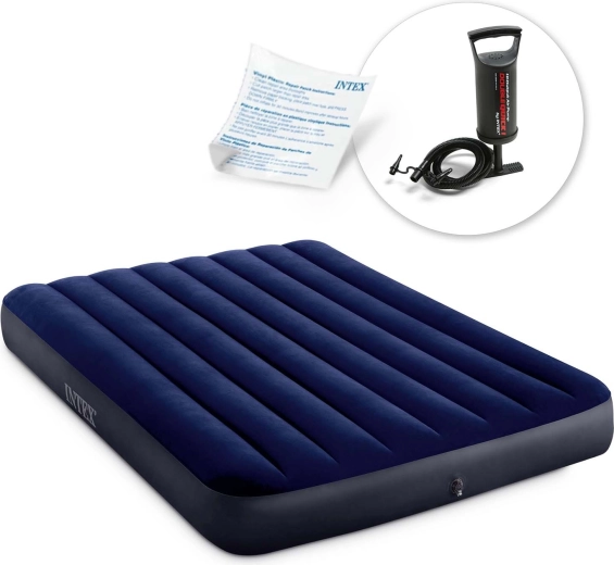 Matelas gonflable avec pompe manuelle 191 × 137 × 25 cm INTEX
