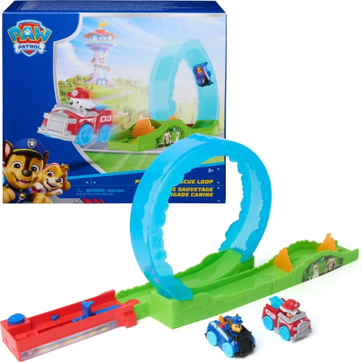 PAW Patrol Pup Squad Rescue Loop – race track with loop, launcher, and Chase and Marshall cars