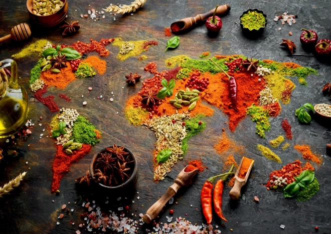 Puzzle Carte du monde en épices 1000 pièces