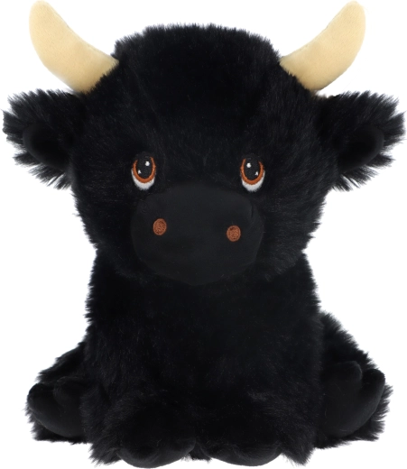 Black Fluffy Plush Cow 18 cm