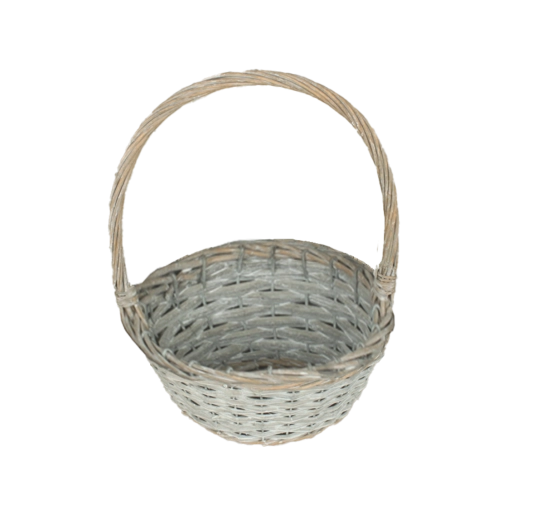 Grijze rieten mand met handvat 26 × 11 × 33 cm