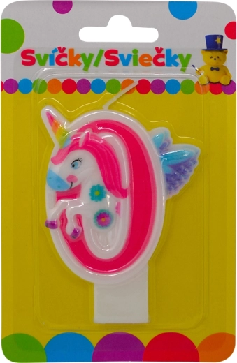 Bougie d’anniversaire licorne numéro 0