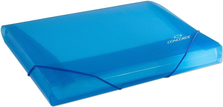 A4 elasticated document folder, transparent blue CONCORDE