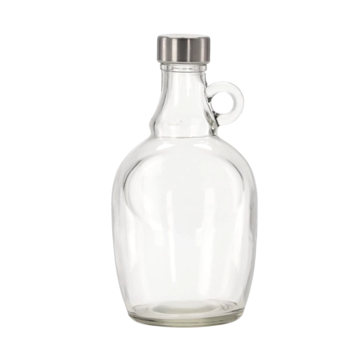 Glass bottle with handle 1 L with metal screw cap